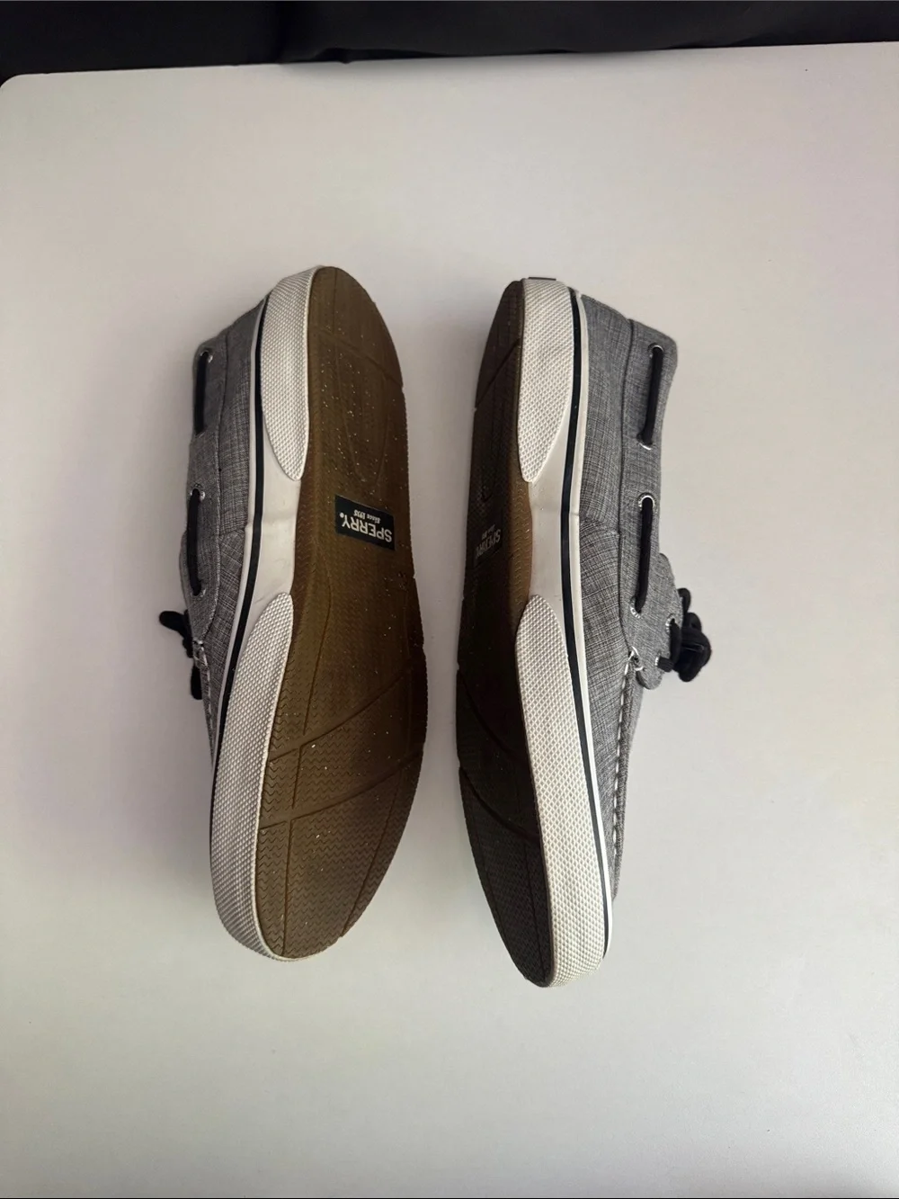 Sperry Memory Foam Top Slider Gray Canvas Moc-Toe Boat Shoes